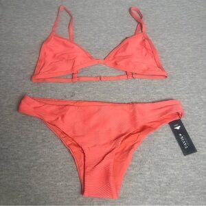 Tavik Jett Triangle Bikini Set Women's Large Camellia Nylon Stretch Swimwear NWT